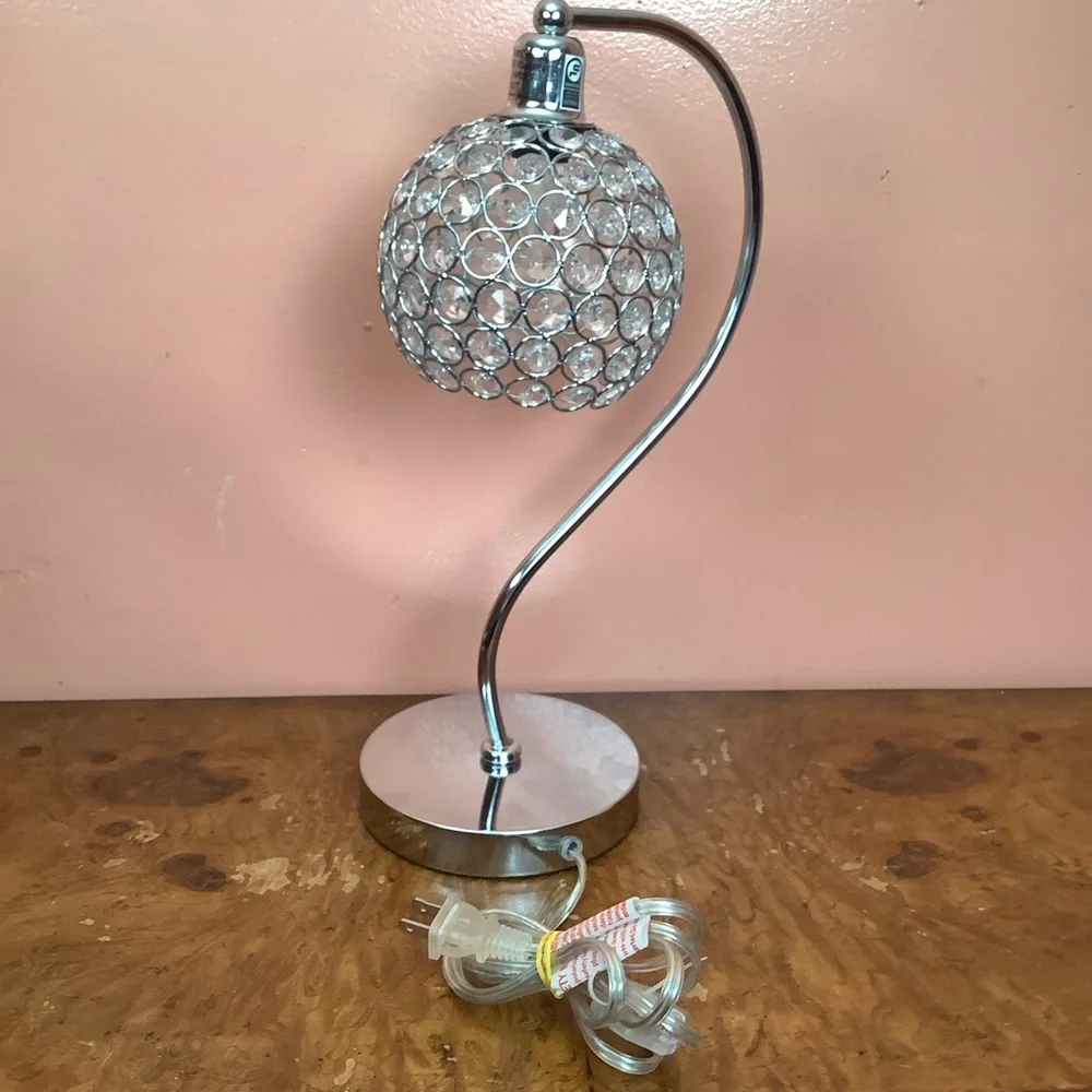 Crystal Globe Table Lamp - Silver 16”